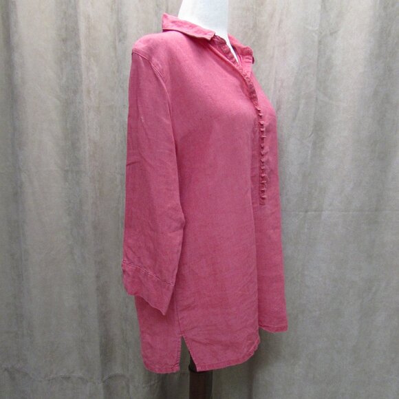 Chico's Stonewashed Red 100% Linen 3/4 Sleeve Tunic Top Size 2 (XL) - Picture 6 of 16